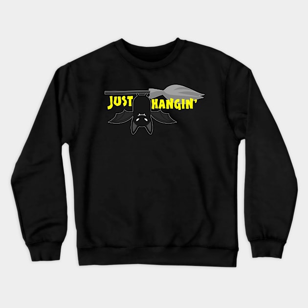 Just Hangin' Bat and Broomstick Crewneck Sweatshirt by Nuletto